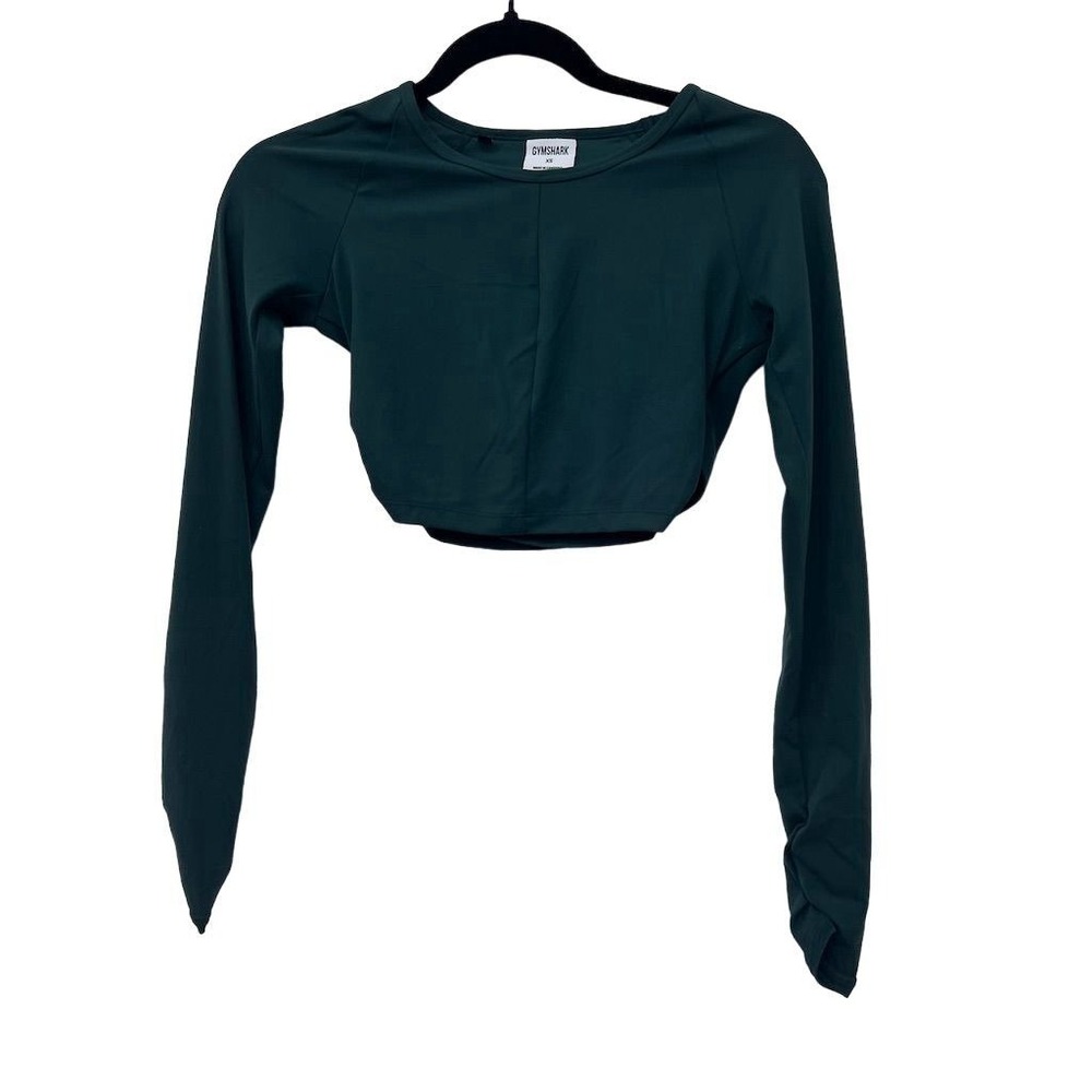 Gymshark Women's XS Palm Green Long Sleeve Crop Top Breathable Stretch